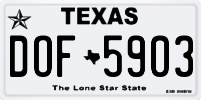 TX license plate DOF5903