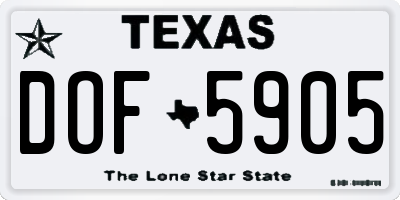 TX license plate DOF5905