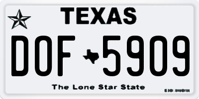 TX license plate DOF5909