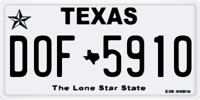 TX license plate DOF5910