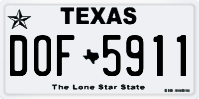 TX license plate DOF5911