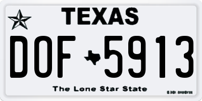 TX license plate DOF5913
