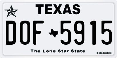 TX license plate DOF5915