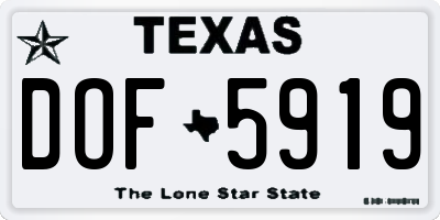 TX license plate DOF5919