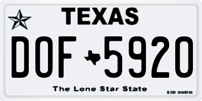 TX license plate DOF5920
