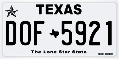 TX license plate DOF5921