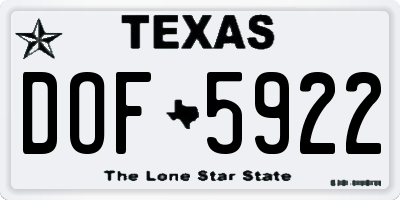 TX license plate DOF5922