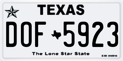 TX license plate DOF5923