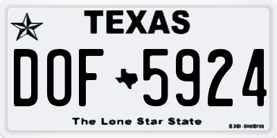 TX license plate DOF5924