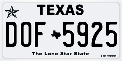 TX license plate DOF5925