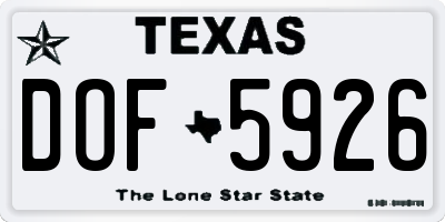 TX license plate DOF5926