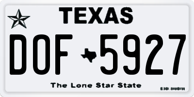TX license plate DOF5927