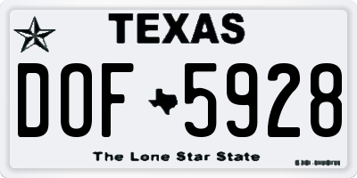TX license plate DOF5928