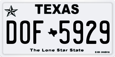 TX license plate DOF5929