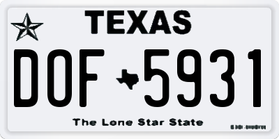 TX license plate DOF5931