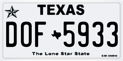 TX license plate DOF5933