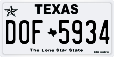 TX license plate DOF5934