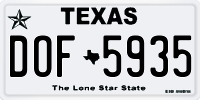 TX license plate DOF5935
