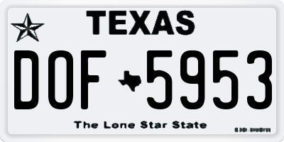TX license plate DOF5953