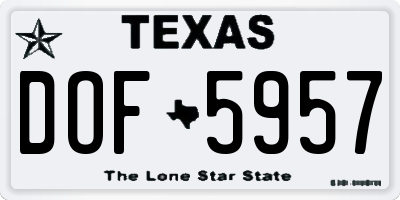 TX license plate DOF5957