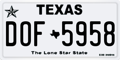 TX license plate DOF5958