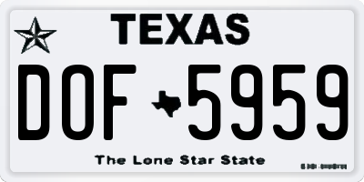 TX license plate DOF5959