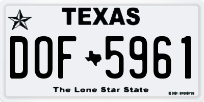 TX license plate DOF5961