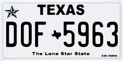 TX license plate DOF5963