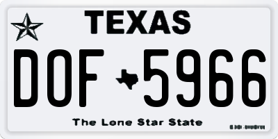TX license plate DOF5966