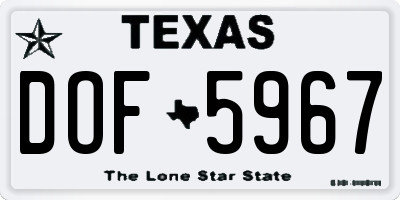 TX license plate DOF5967