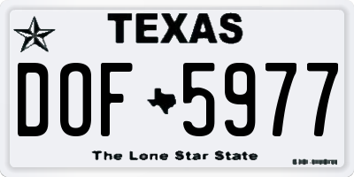 TX license plate DOF5977