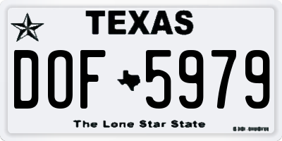 TX license plate DOF5979