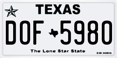 TX license plate DOF5980