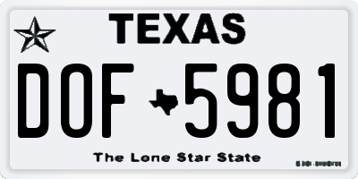 TX license plate DOF5981