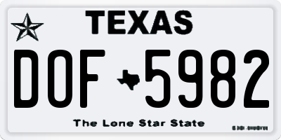TX license plate DOF5982