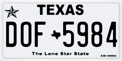 TX license plate DOF5984