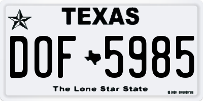 TX license plate DOF5985