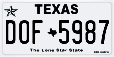 TX license plate DOF5987