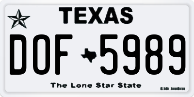 TX license plate DOF5989