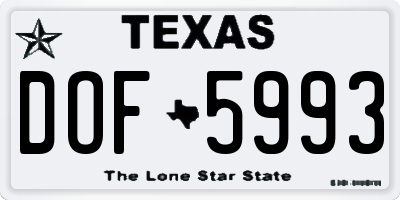 TX license plate DOF5993