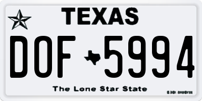 TX license plate DOF5994