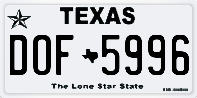 TX license plate DOF5996