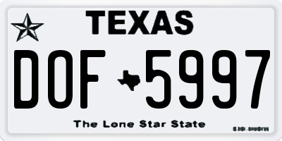 TX license plate DOF5997