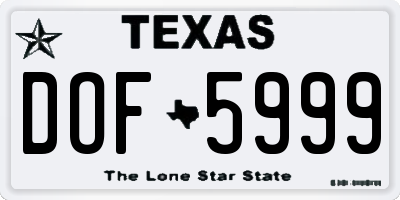 TX license plate DOF5999
