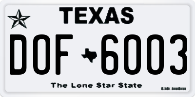 TX license plate DOF6003