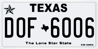 TX license plate DOF6006