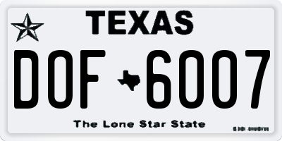 TX license plate DOF6007