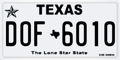 TX license plate DOF6010