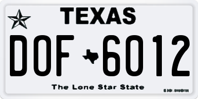 TX license plate DOF6012