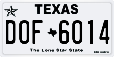 TX license plate DOF6014